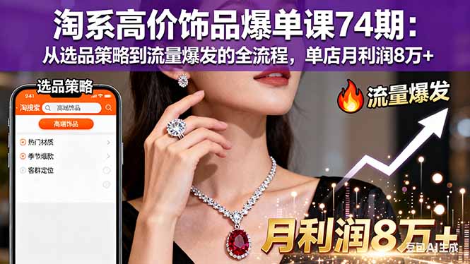 204756k6g7ozzl61g6pes9.jpg (16351期)淘系高价饰品爆单课74期:从选品策略到流量爆发的全流程,单店月利润8万+