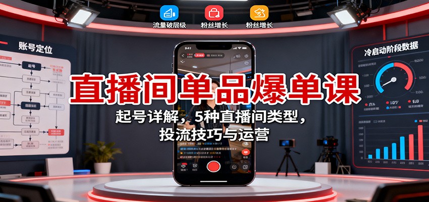 140127m3yom1zknycpf0k2.jpg 直播间单品爆单课:起号详解,5种直播间类型,投流技巧与运营