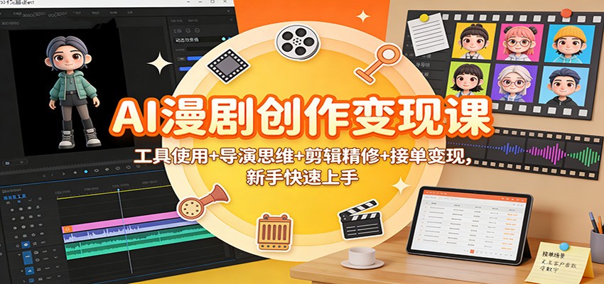 AI漫剧创作变现课：工具使用+导演思维+剪辑精修+接单变现，新手快速上手