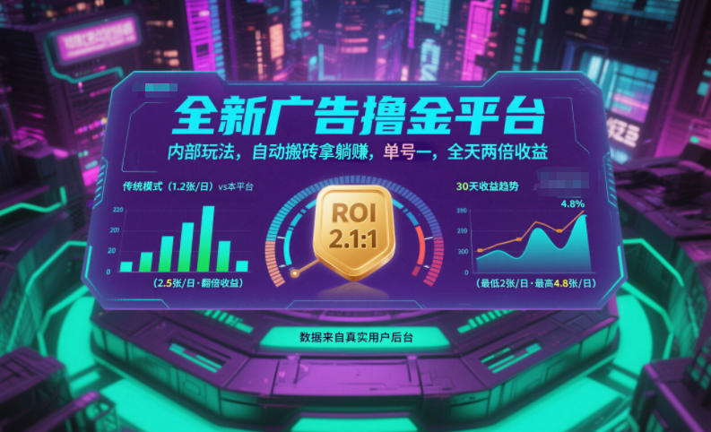 全新广告撸金平台,内部玩法,自动搬砖拿躺賺,单号一天保底2张+,全天两倍收益 全新广告撸金平台,内部玩法,自动搬砖拿躺賺,单号一天保底2张+,全天两倍收益