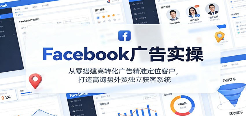 Facebook广告实操,从零搭建高转化广告精准定位客户,打造高询盘外贸独立获客系统 Facebook广告实操,从零搭建高转化广告精准定位客户,打造高询盘外贸独立获客系统