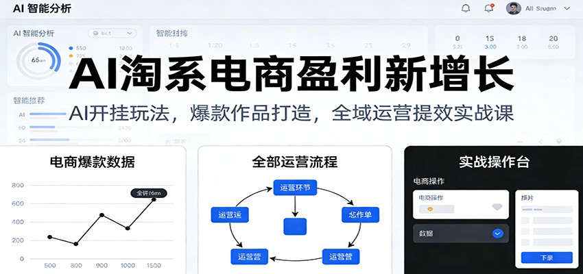 AI淘系电商盈利新增长,AI开挂玩法,爆款作品打造,全域运营提效实战课