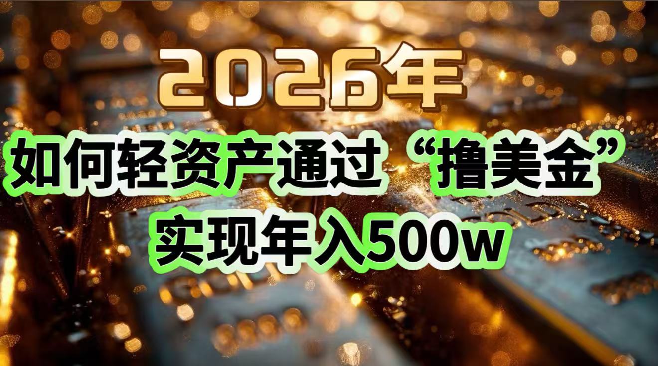 （17033期）2026年如何轻资产通过&ldquo;撸美金&rdquo;实现年入500w