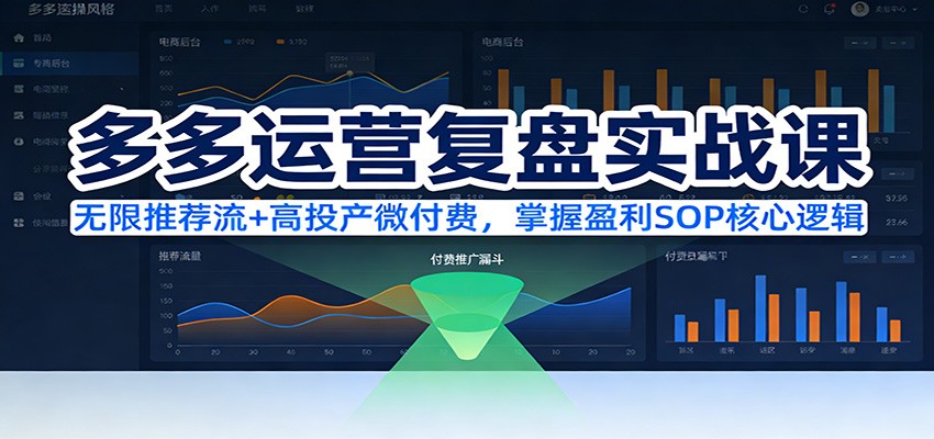 多多运营复盘实战课:无限推荐流+高投产微付费,掌握盈利SOP核心逻辑(更新)