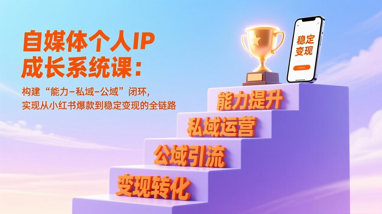 （17192期）自媒体个人IP成长系统课：构建&ldquo;能力-私域-公域&rdquo;闭环，实现从小红书爆款到稳定变现的全链路