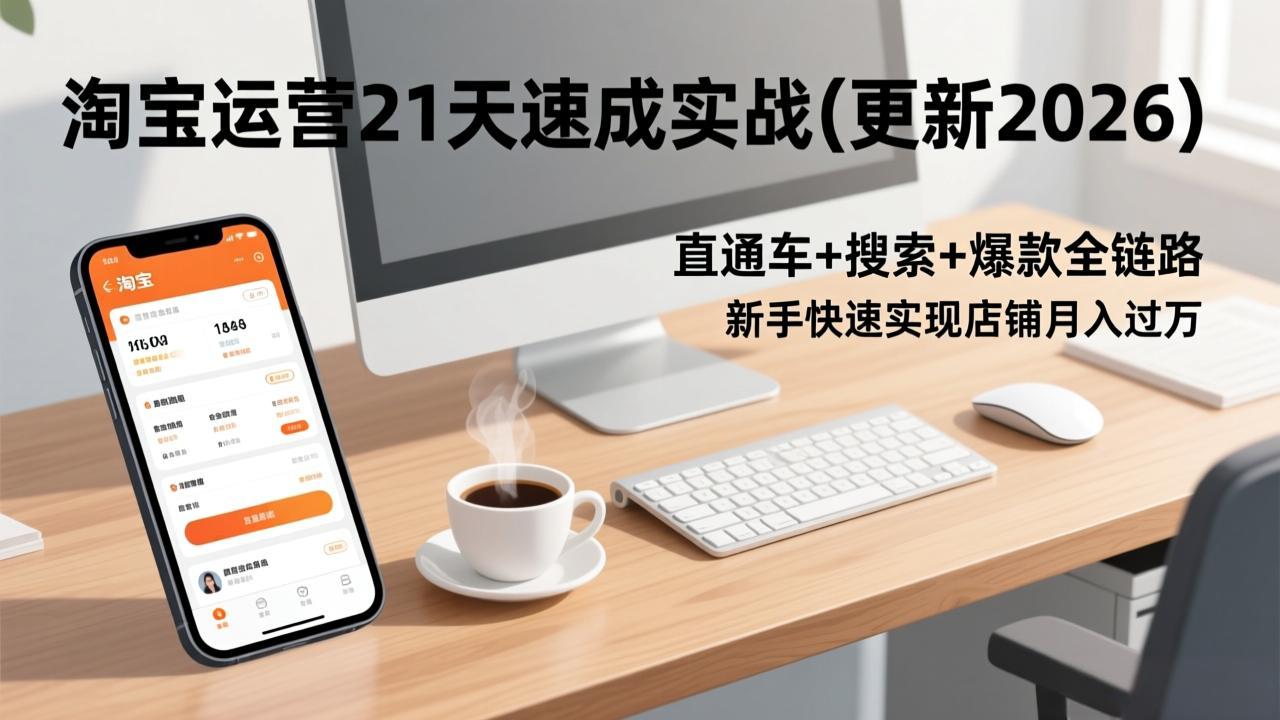 (17201期)淘宝运营21天速成实战(更新2026),直通车+搜索+爆款全链路,新手快速实现店铺月入过万 (17201期)淘宝运营21天速成实战(更新2026),直通车+搜索+爆款全链路,新手快速实现店铺月入过万