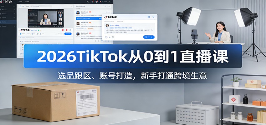2026TikTok从0到1直播课:选品跟区、账号打造,新手打通跨境生意 2026TikTok从0到1直播课:选品跟区、账号打造,新手打通跨境生意