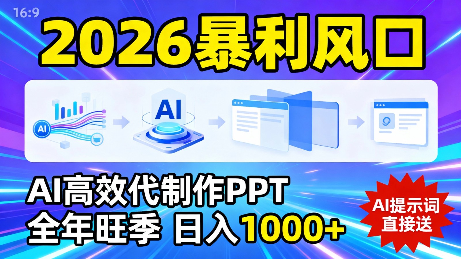 2026暴利!用AI高效代制作 PPT,全年旺季,日入 1000+,提示词直接送!