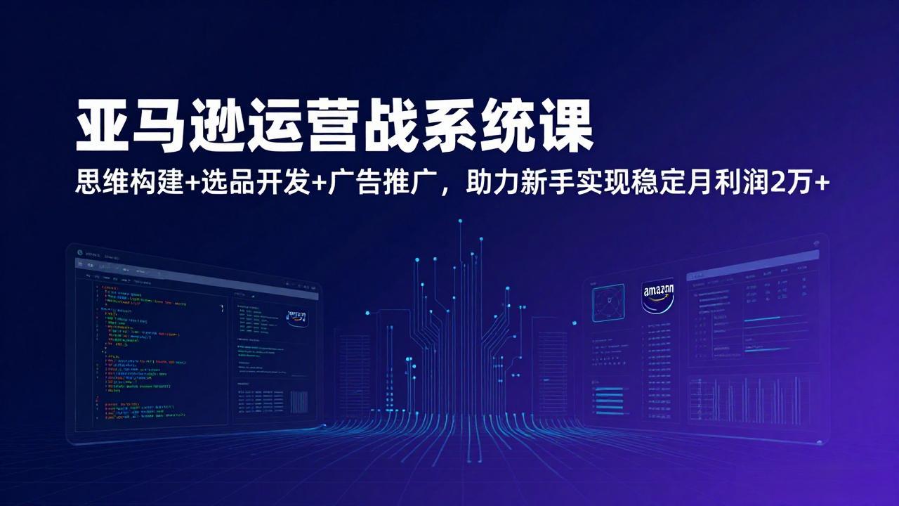 (17311期)亚马逊运营实战系统课,思维构建+选品开发+广告推广,助力新手实现稳定月利润2万+(更新)