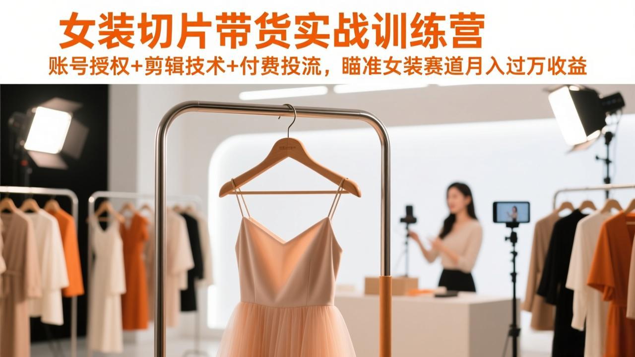 (17357期)女装切片带货实战训练营,账号授权+剪辑技术+付费投流,瞄准女装赛道月入过万收益 (17357期)女装切片带货实战训练营,账号授权+剪辑技术+付费投流,瞄准女装赛道月入过万收益