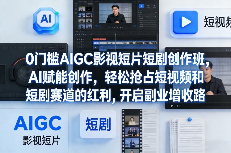 0门槛AIGC影视短片短剧创作班,AI赋能创作,轻松抢占短视频和短剧赛道的红利,开启副业增收路 0门槛AIGC影视短片短剧创作班,AI赋能创作,轻松抢占短视频和短剧赛道的红利,开启副业增收路