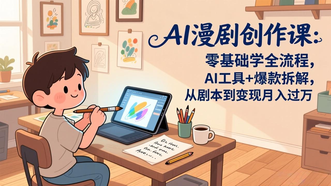 (17519期)AI漫剧创作课:零基础学全流程,AI工具+爆款拆解,从剧本到变现月入过万