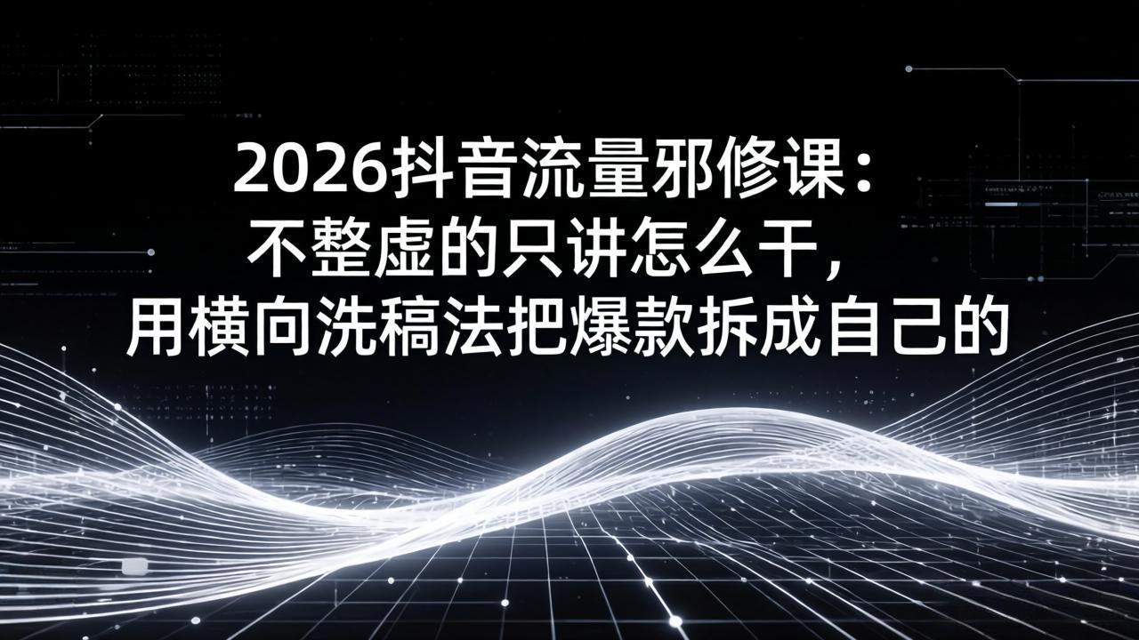 (17725期)2026抖音流量邪修课:不整虚的只讲怎么干,用横向洗稿法把爆款拆成自己的 (17725期)2026抖音流量邪修课:不整虚的只讲怎么干,用横向洗稿法把爆款拆成自己的